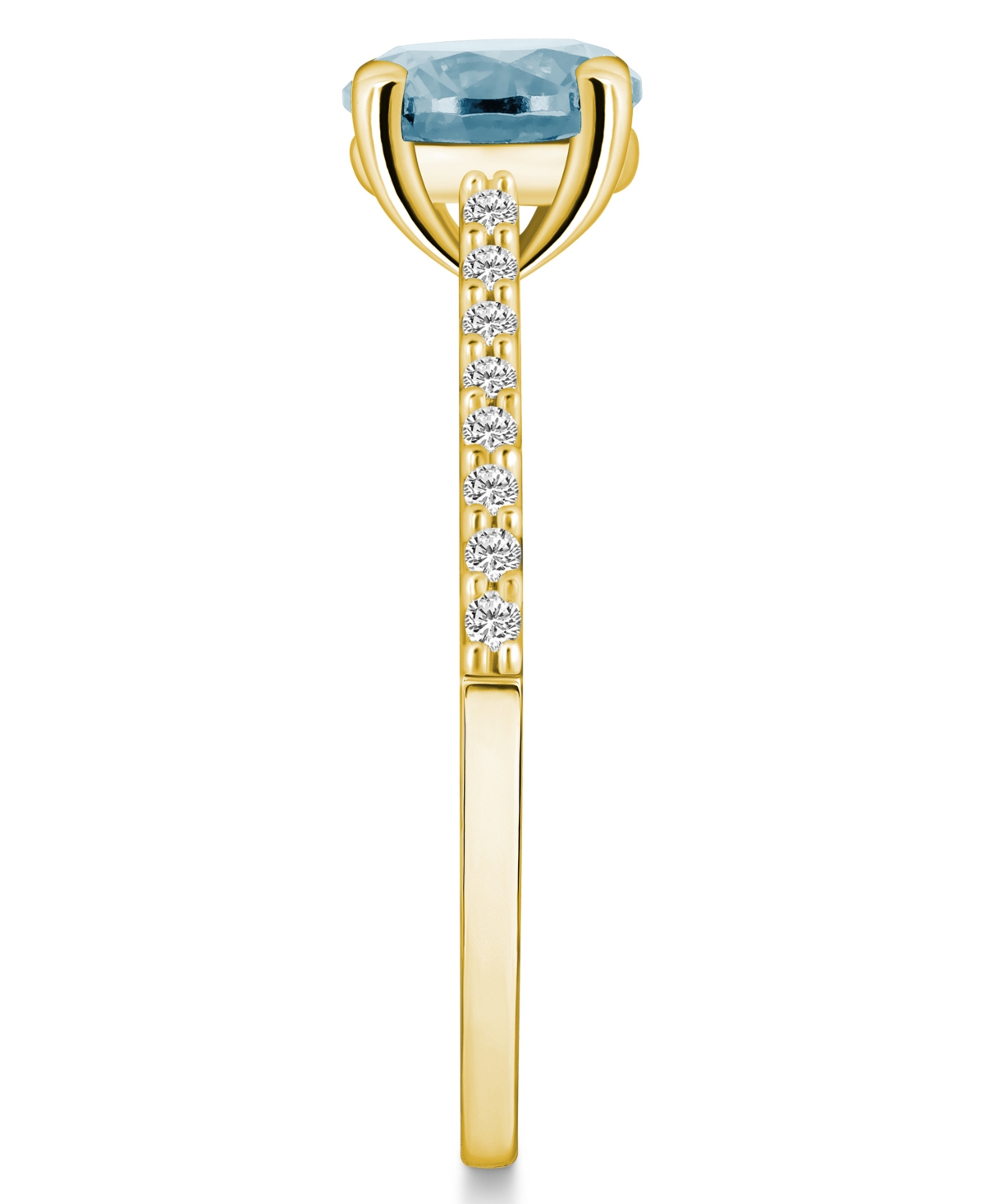 Macy's(1-1/4 ct. t.w.) and Diamond (1/6 ct. t.w.) Ring in 14K Yellow Gold - Aquamarine