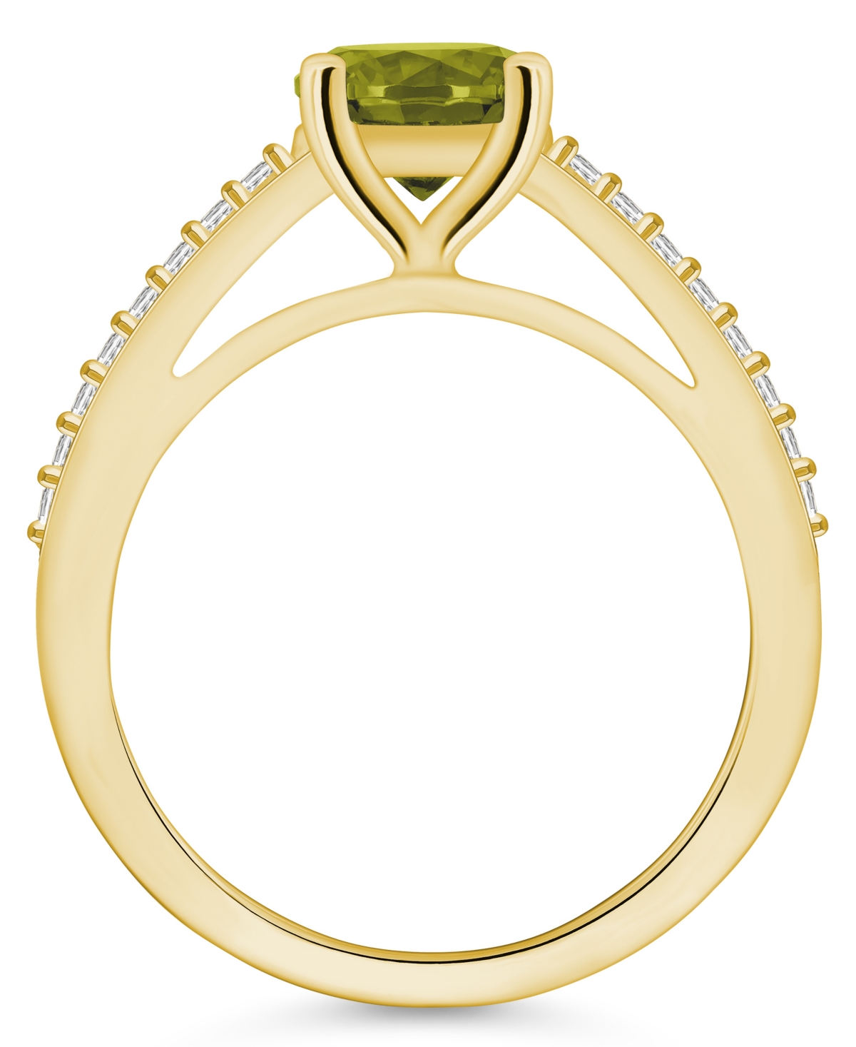 Macy's(1-1/2 ct. t.w.) and Diamond (1/6 ct. t.w.) Ring in 14K Yellow Gold - Peridot