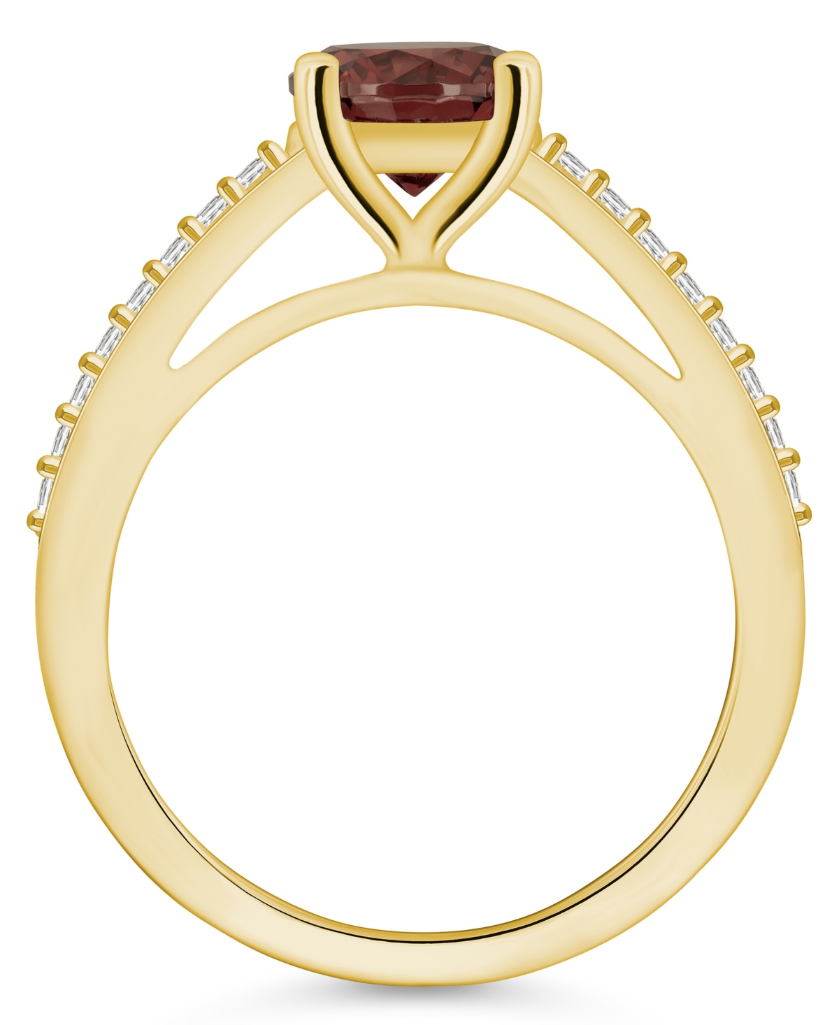 Macy's(1-5/8 ct. t.w.) and Diamond (1/6 ct. t.w.) Ring in 14K Yellow Gold - Garnet