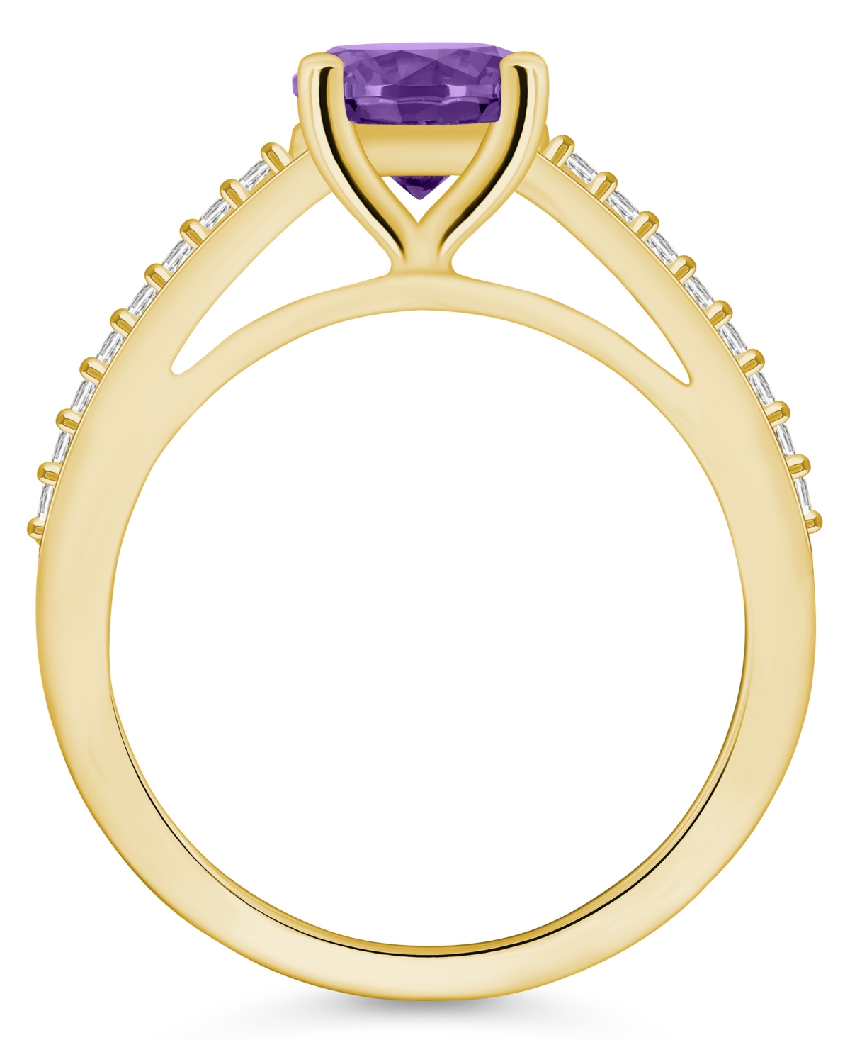 Macy's(1-1/4 ct. t.w.) and Diamond (1/6 ct. t.w.) Ring in 14K Yellow Gold - Amethyst