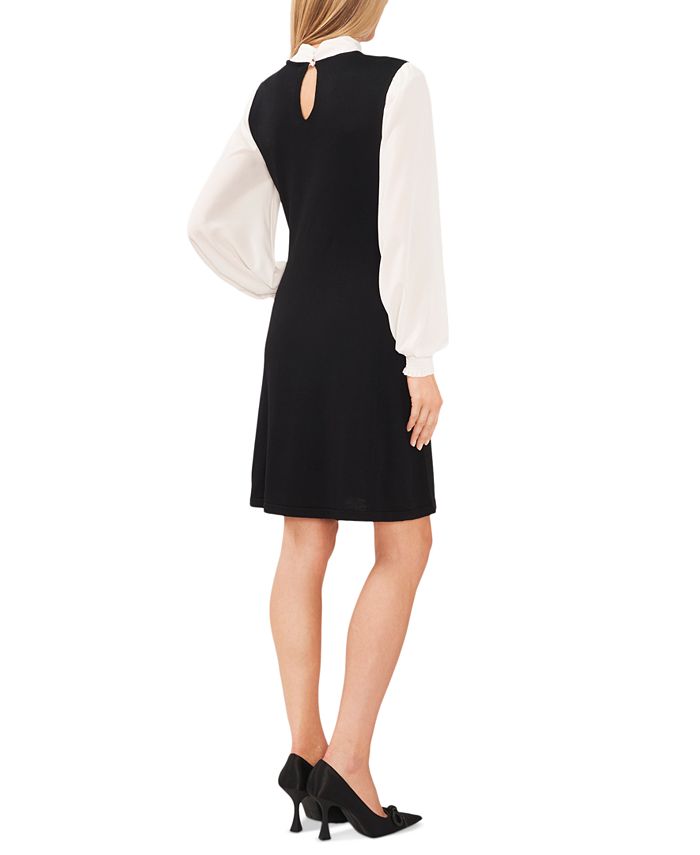 CeCe Women's TieNeck Mixed Media Sweater Dress Macy's