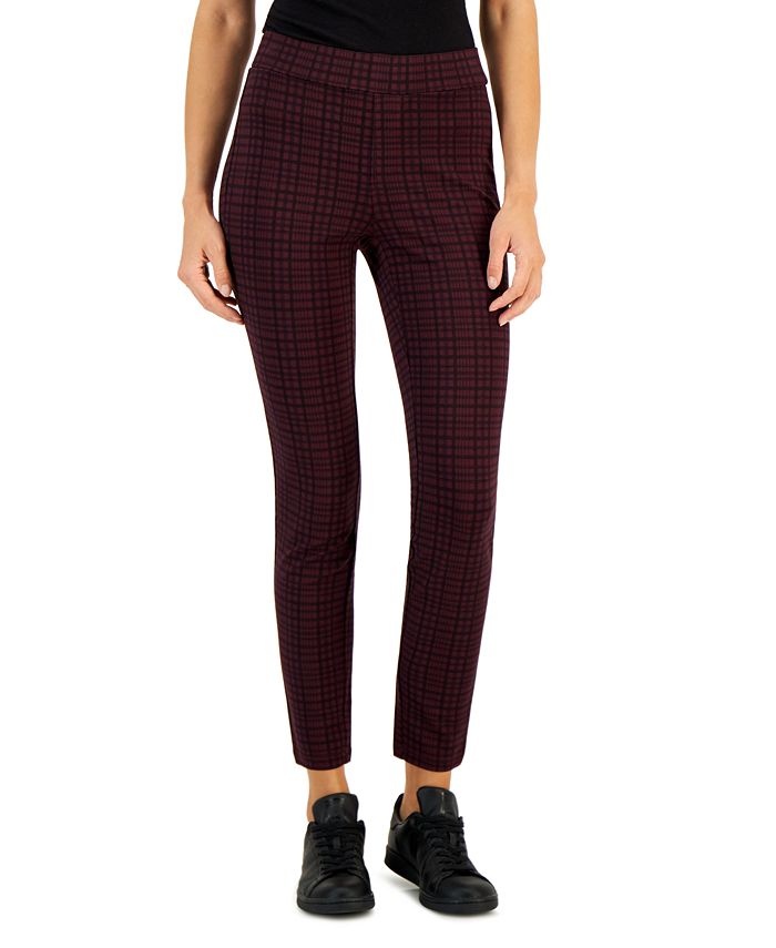 Style & Co - Women's Glen Plaid Pont&eacute;-Knit Pants