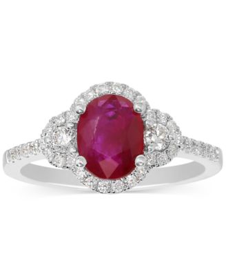 Ruby (1-1/4 ct. t.w.) & Diamond (1/3 ct. t.w.) Cocktail Ring in 14k ...