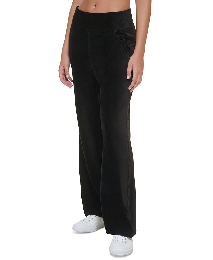 Calvin Klein Womens Wide Leg Velour Pants White Size Large