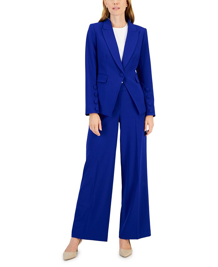 Tahari ASL Women\'s Single-Button & Peak-Collar - Macy\'s Pants Wide Blazer Leg Jacket