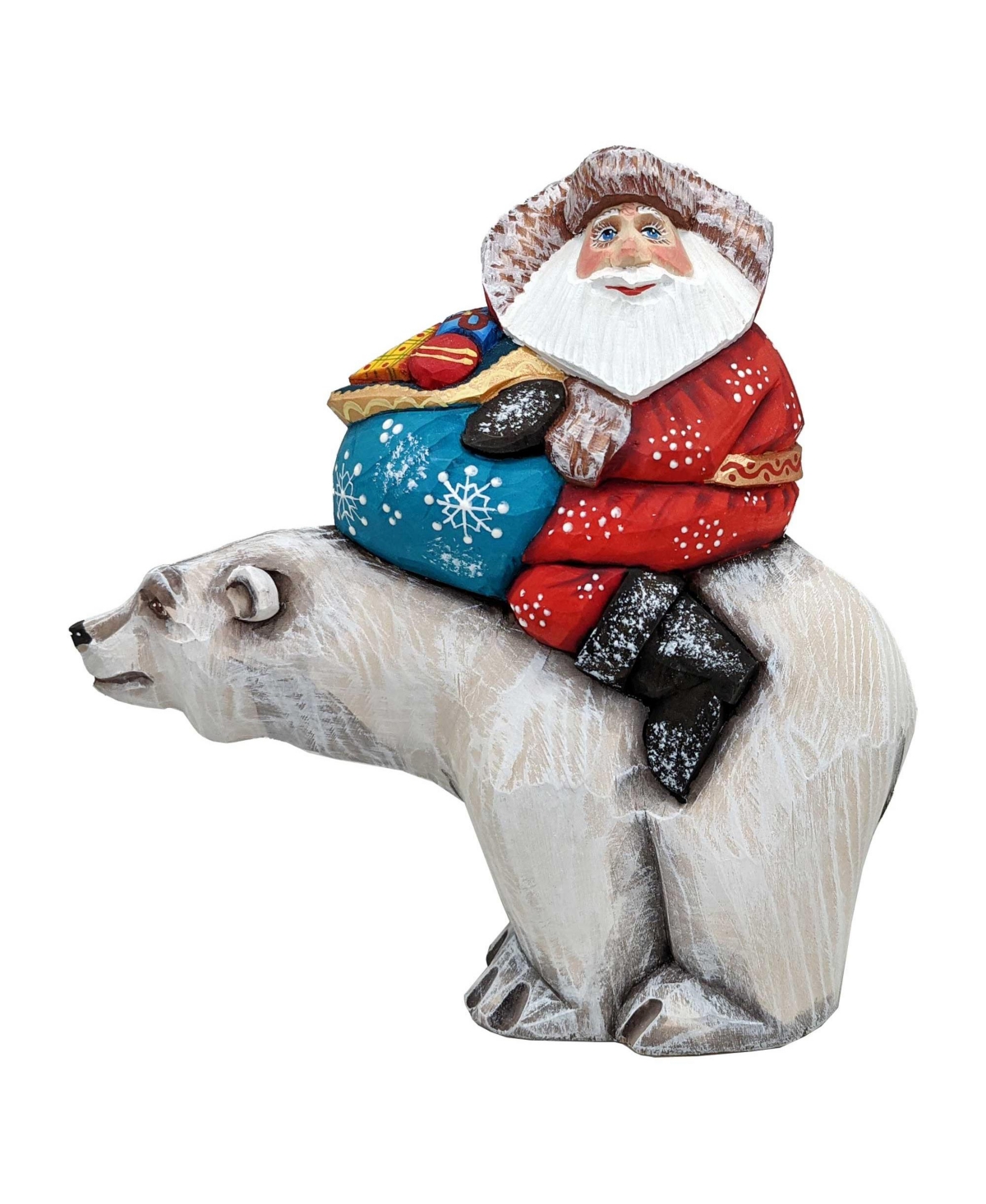 Gifty Traveler Polar Bear Santa Carved Figurine - Multi Color