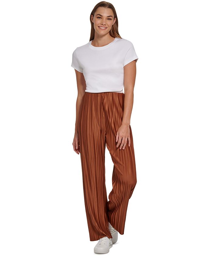 Calvin Klein Women's Pleated Wide Leg Pants Macy's