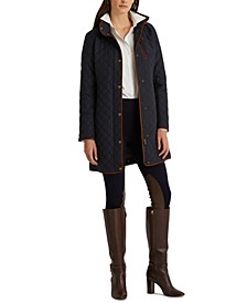 Women's Faux-Suede-Trim Quilted Coat, Created for Macy's