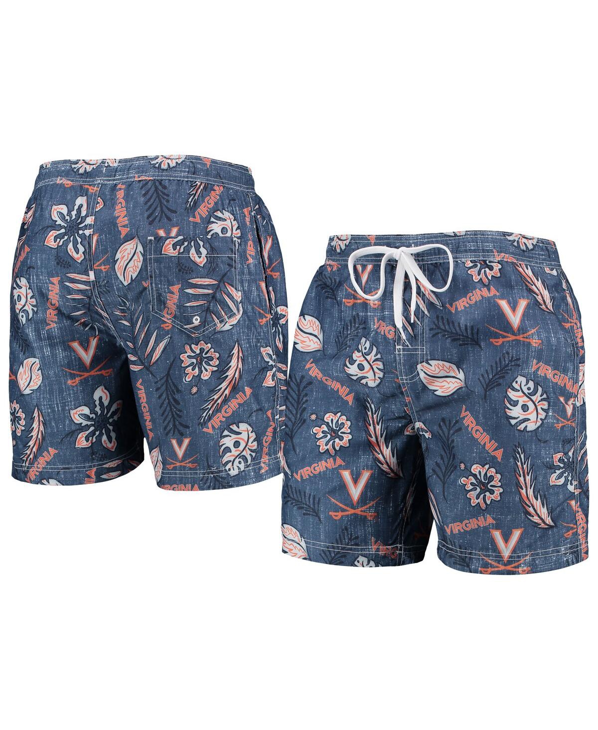 Wes & Willy Men's  Navy Virginia Cavaliers Vintage-like Floral Swim Trunks In Navy