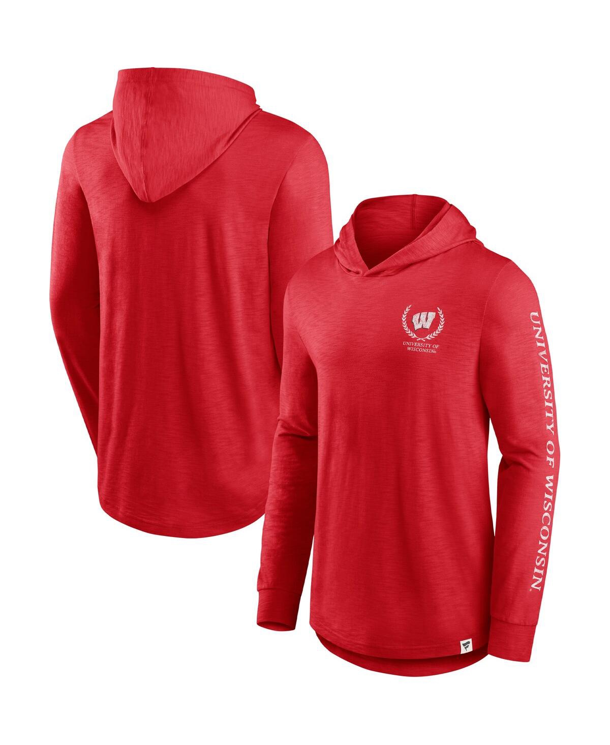 Men's FanaticsWisconsin Badgers Photo Finish Hoodie Long Sleeve T-shirt - Red