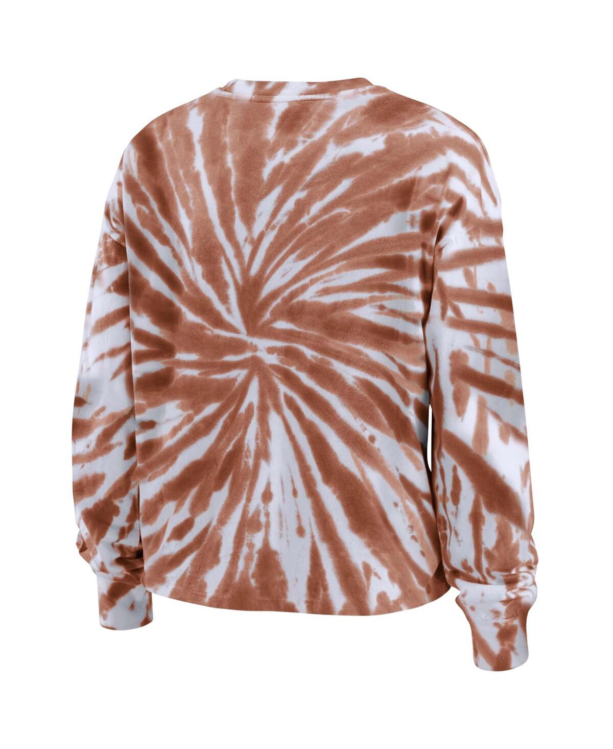 Shop Wear By Erin Andrews Women's  Texas Orange Texas Longhorns Tie-dye Long Sleeve T-shirt
