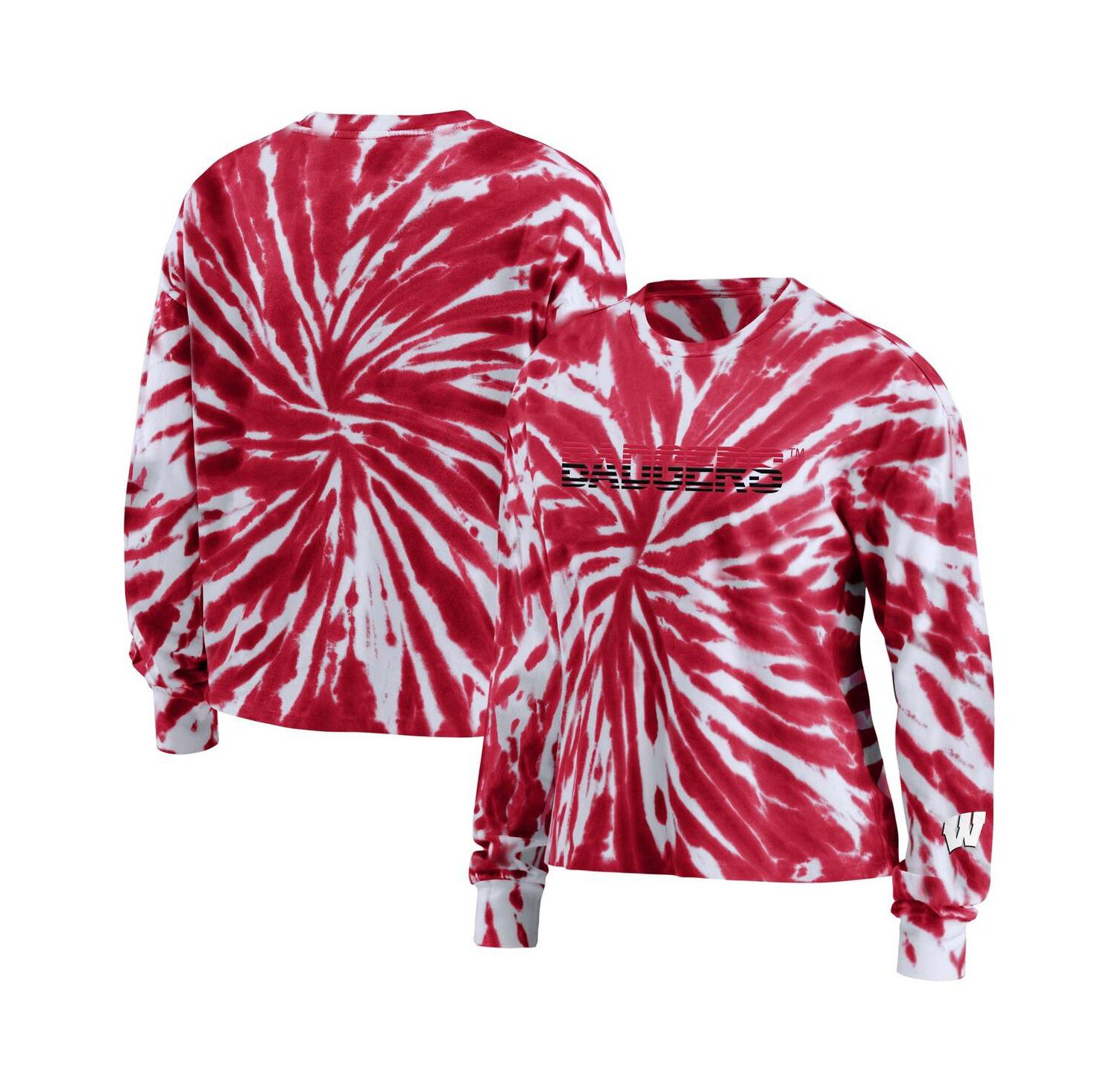 Women's Red Wisconsin Badgers Tie-Dye Long Sleeve T-shirt