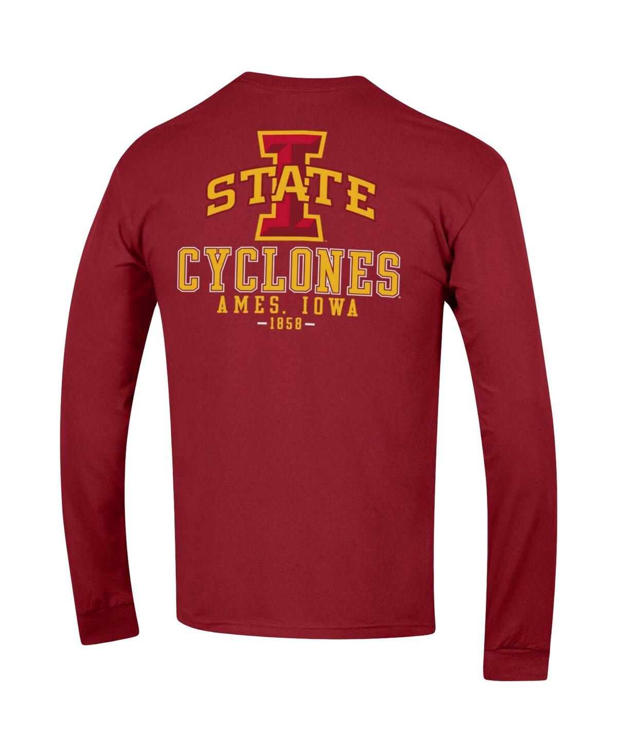 Champion Men's Cardinal Iowa State Cyclones Team Stack Long Sleeve T-shirt In Cardinal