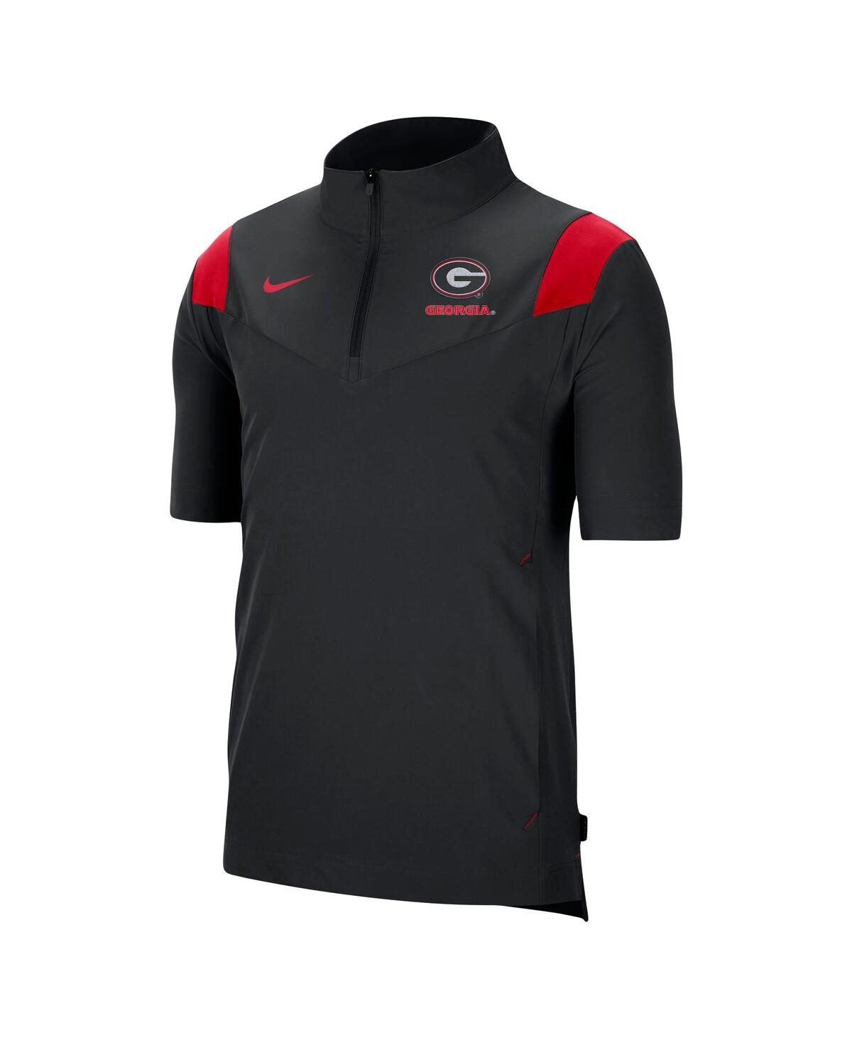 Shop Nike Men's  Black Georgia Bulldogs Coach Short Sleeve Quarter-zip Jacket