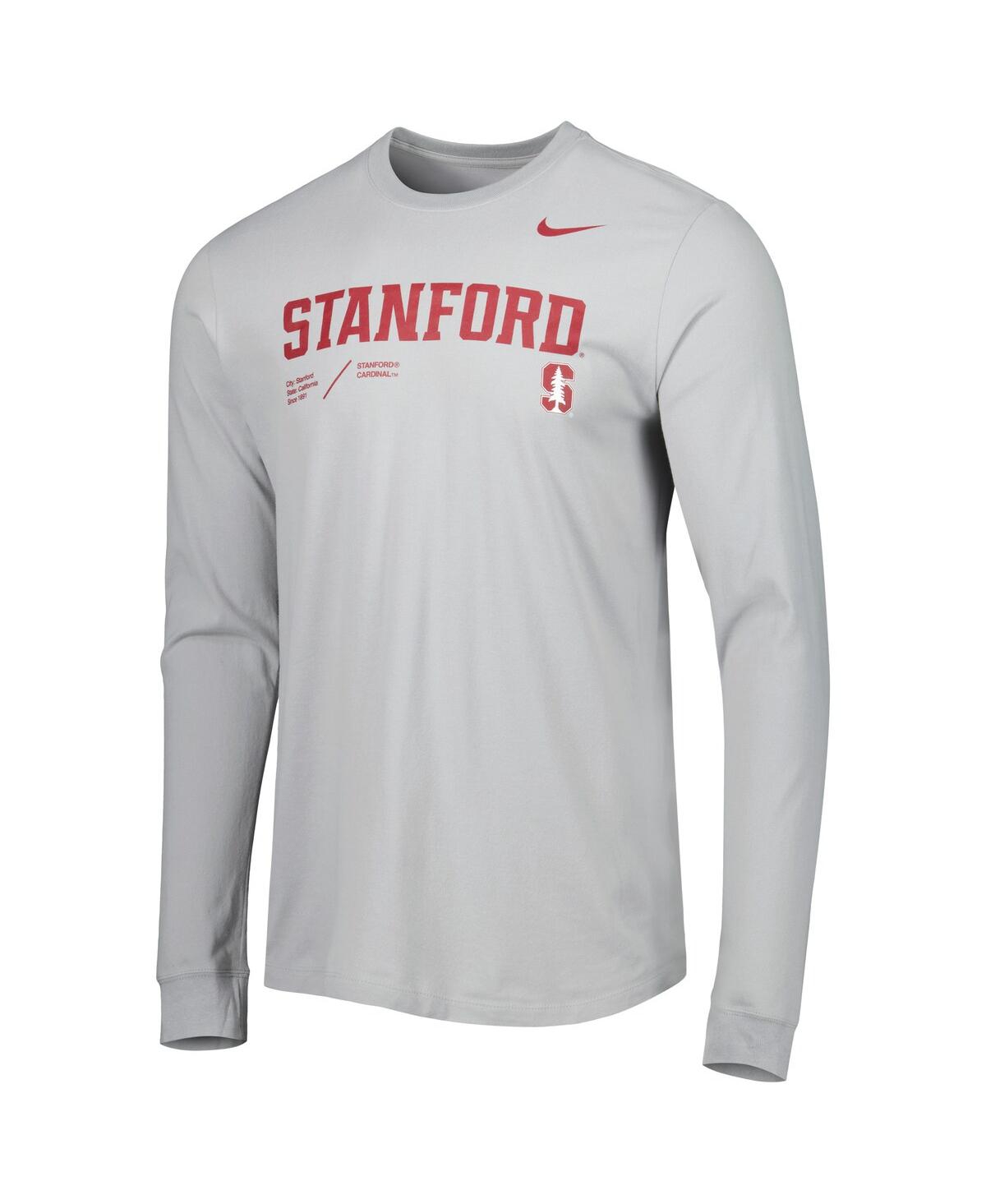 Shop Nike Men's  Gray Stanford Cardinal Team Practice Performance Long Sleeve T-shirt