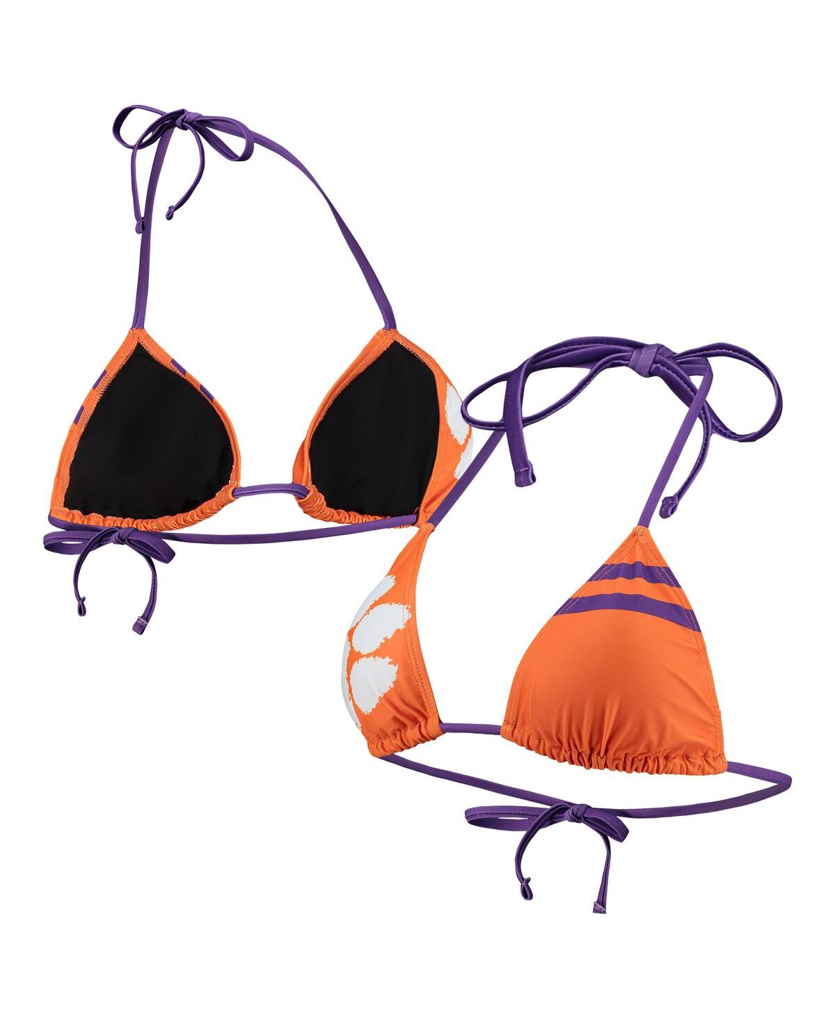 Shop Foco Women's  Orange Clemson Tigers Wordmark Bikini Top