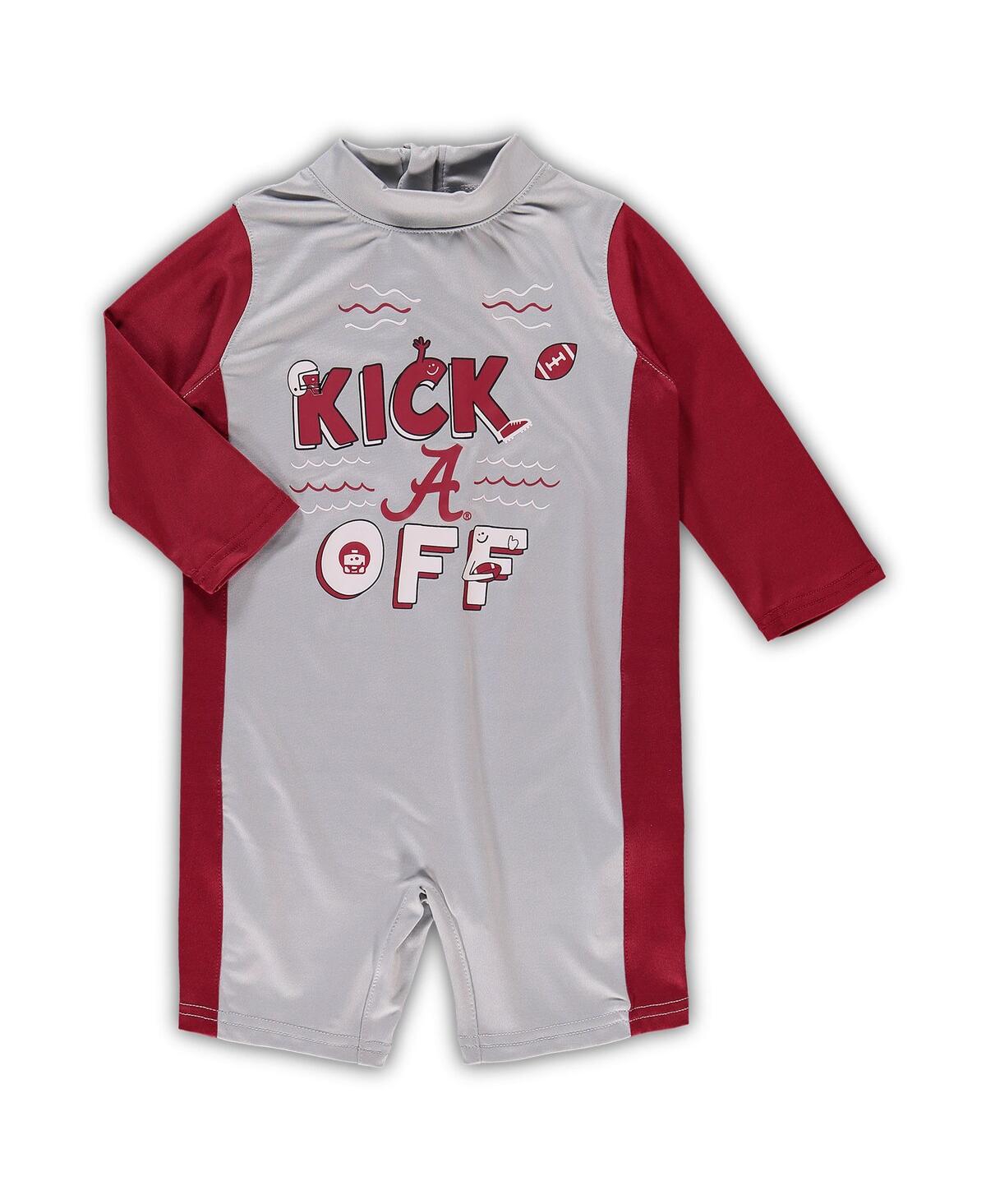 Outerstuff Infant Unisex Gray And Crimson Alabama Crimson Tide Wave Runner Wetsuit In Gray,crimson