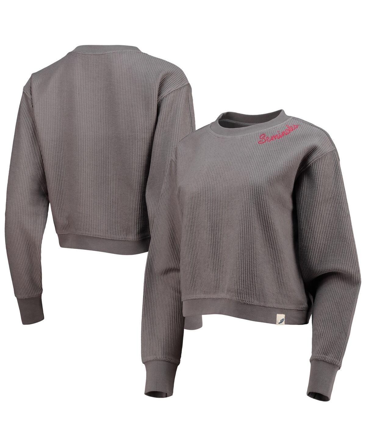 Women's League Collegiate WearFlorida State Seminoles Corded Timber Cropped Pullover Sweatshirt - Charcoal