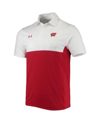 Men's White, Red Wisconsin Badgers 2022 Blocked Coaches Performance Polo Shirt