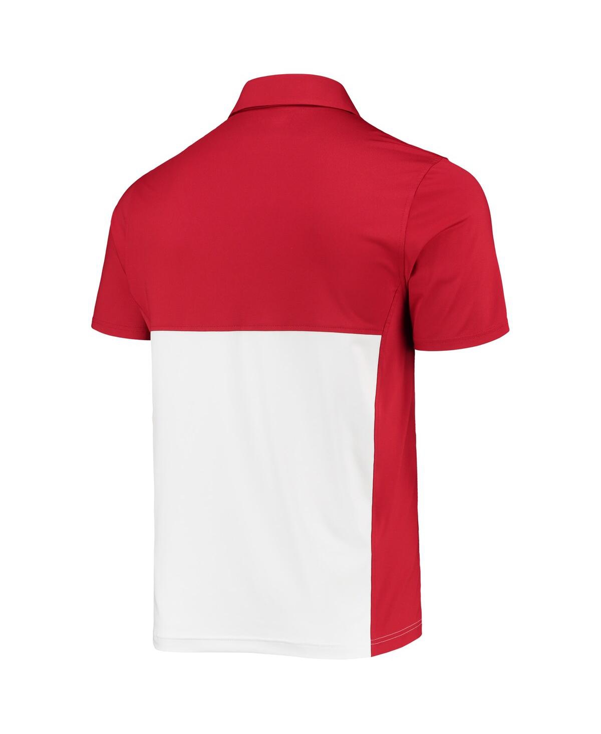 Shop Under Armour Men's  Red, White Wisconsin Badgers 2022 Blocked Coaches Performance Polo Shirt In Red,white