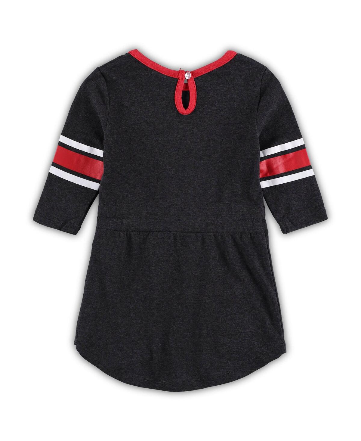 Shop Colosseum Toddler Girls  Heathered Black Texas Tech Red Raiders Poppin Sleeve Stripe Dress