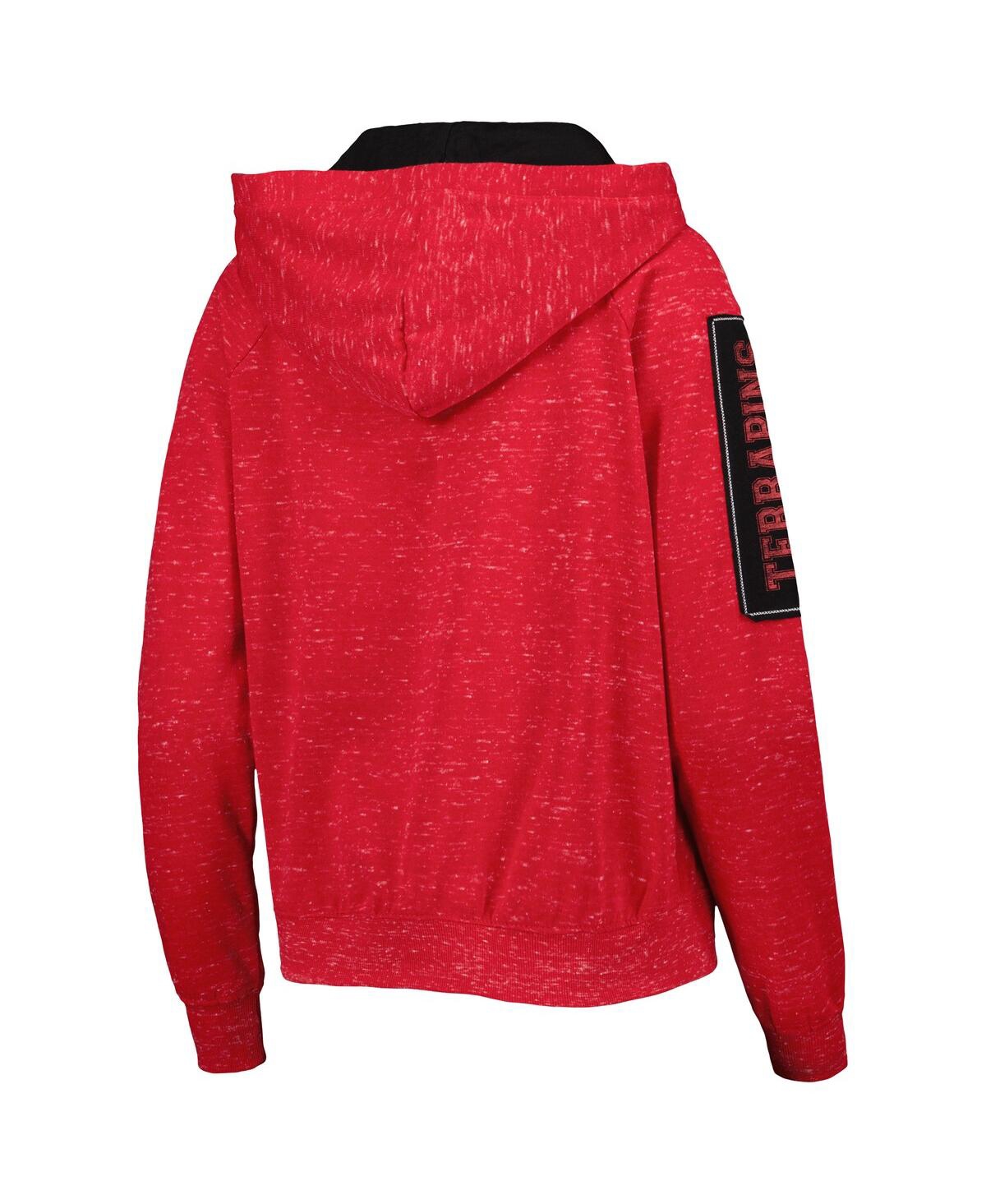 Shop Colosseum Women's  Red Maryland Terrapins The Devil Speckle Lace-placket Raglan Pullover Hoodie