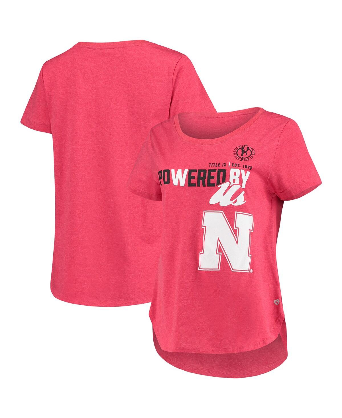 Colosseum Women's  Heathered Scarlet Nebraska Huskers Powered By Title Ix T-shirt In Heathered Scarlet