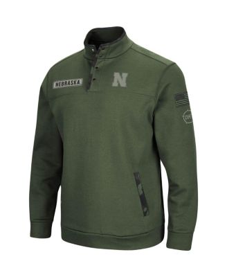 Men's Olive Nebraska Huskers OHT Military-Inspired Appreciation Digit Quarter-Snap Jacket