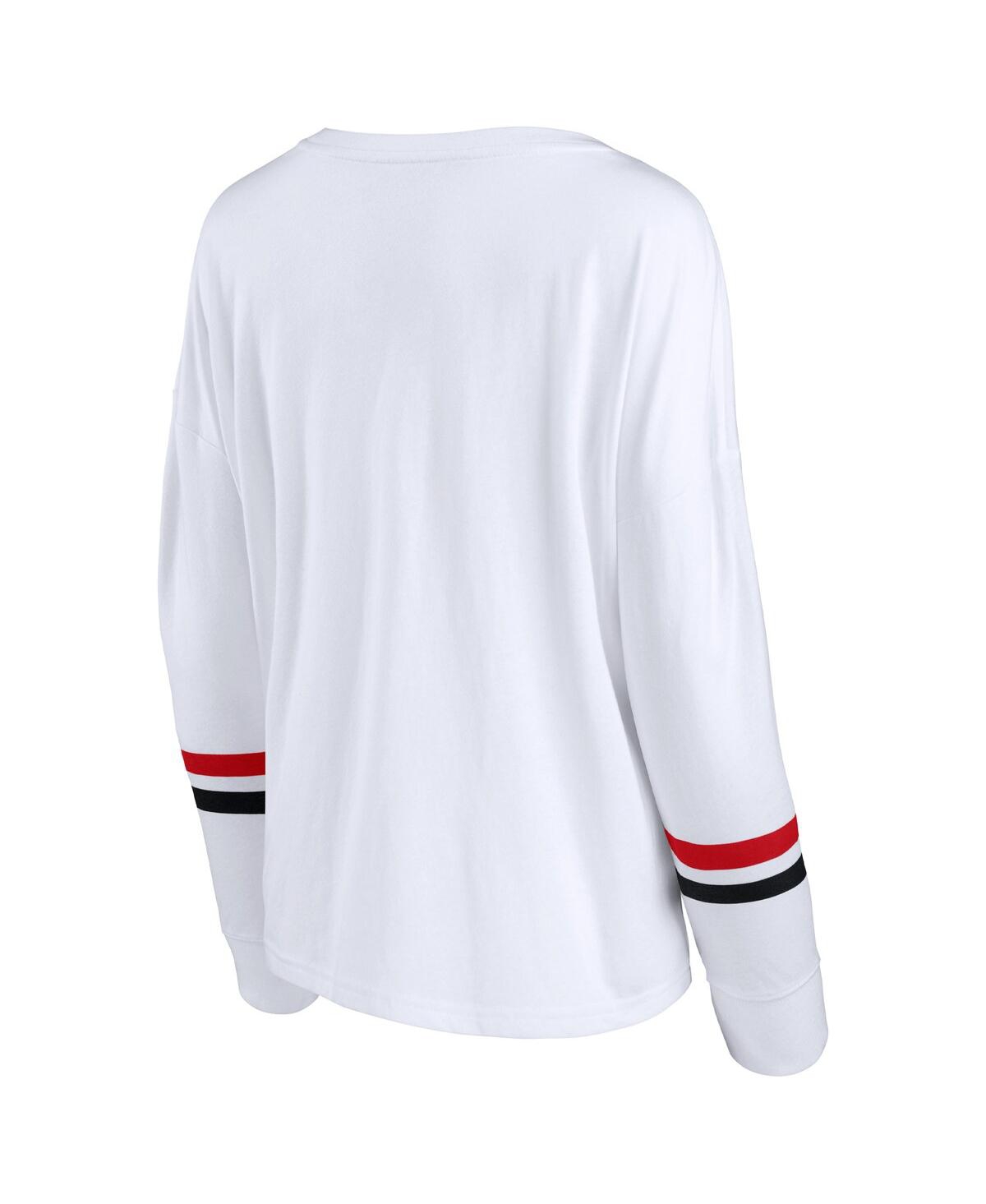 Fanatics Women's  White Wisconsin Badgers Retro Power Striped Long Sleeve T-shirt In White