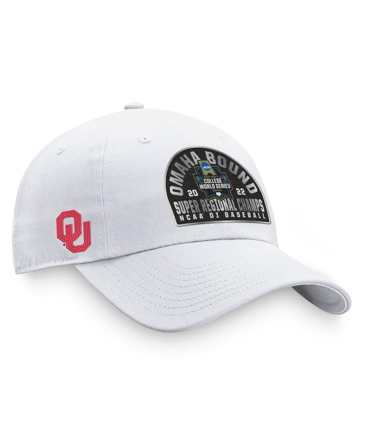 Men's Top of the WorldOklahoma Sooners 2022 Ncaa Men's Baseball Super Regional Champions Locker Room Adjustable Hat - White