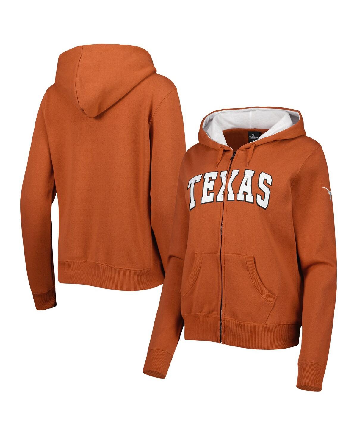 Women's ColosseumTexas Longhorns Arched Name Full-Zip Hoodie - Texas Orange