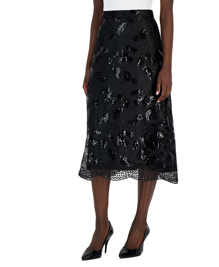 Anne Klein Women's A-Line Embellished Midi Skirt - Macy's