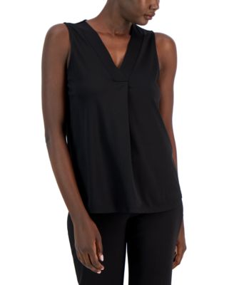 Photo 1 of Anne Klein Women's Sleeveless Pleat-Front V-Neck Top -- Size Small