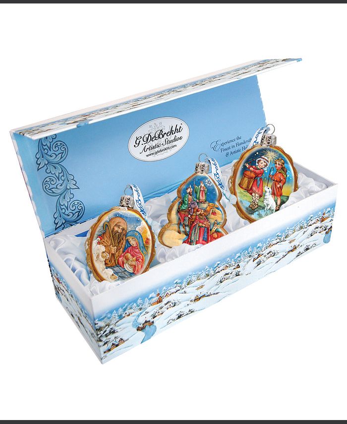 Designocracy Nativity Mercury Holiday Ornaments, Set of 3 Macy's