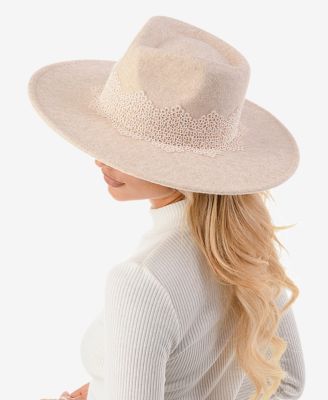 Women's Lace Trim Wool Blend Panama Hat