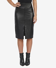 Women's Faux Leather Midi Skirt