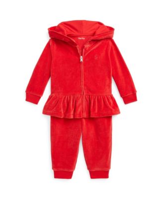 Polo Ralph Lauren Baby Girls Velour Hoodie and Jogger Pants 2 Piece Set Macy s