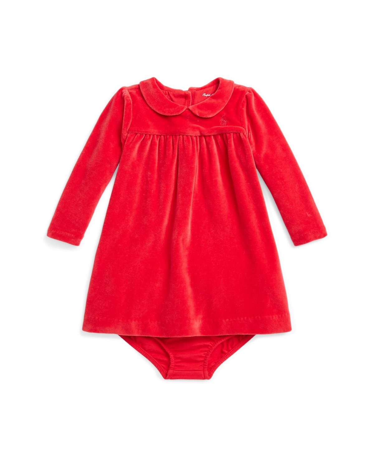Polo Ralph Lauren Baby Girls Velour A-line Dress And Bloomer, 2 Piece Set In Rl  Red
