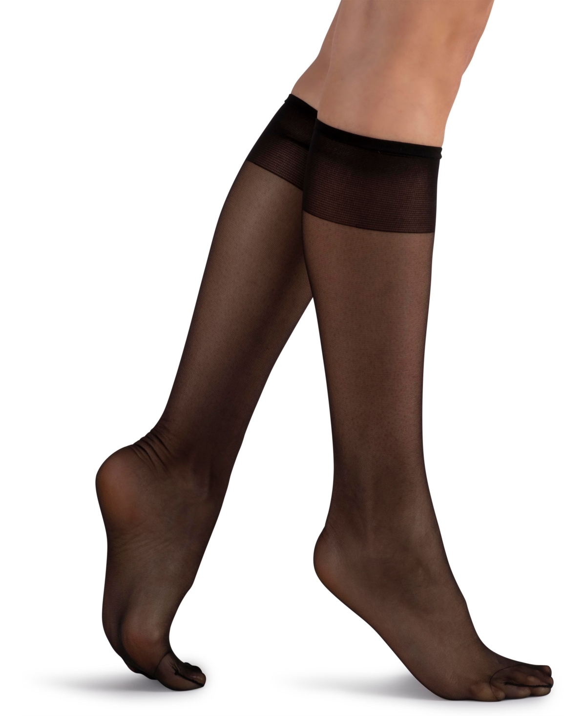 Shop Lechery Women's European Made Matte Silky Sheer 20 Denier 2 Pairs Of Knee-highs In Black