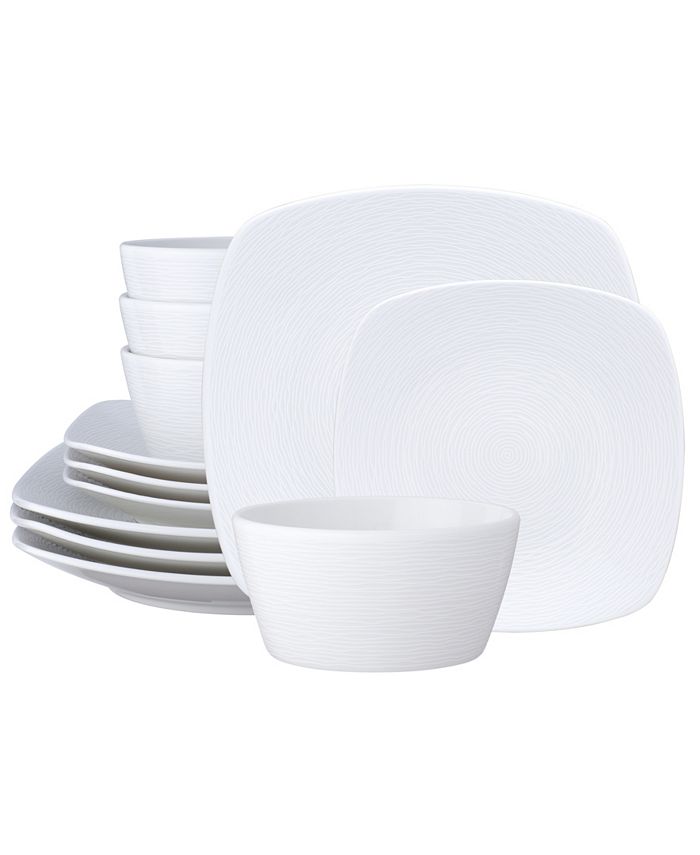 Noritake Swirl Square 12 Piece Dinnerware Set, Service For 4 Macy's