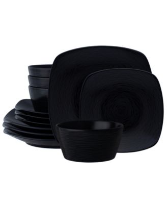 Colorscapes Swirl Square Set 12 Piece Dinnerware Set, Service For 4