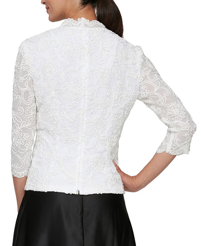 Alex Evenings Women's 3/4-Sleeve Embroidered Blouse - Macy's