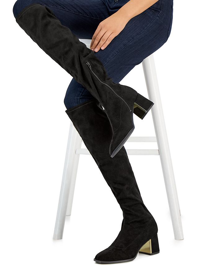 ALFANI Womens Black Zipper Accent Nanda Square Toe Block Heel Heeled Boots M