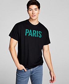 Men's Oversized-Fit Embroidered Paris T-Shirt