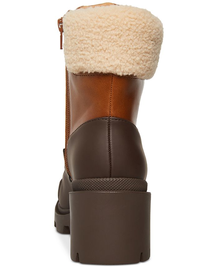 MADDEN GIRL Womens Brown Lug Sole Bubbles Round Toe Block Heel Lace-Up Duck Boots M