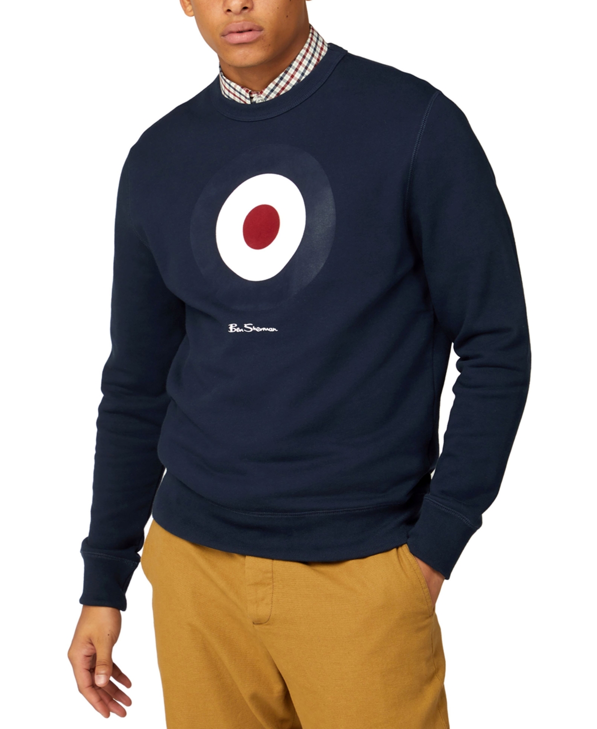 Ben Sherman Men's Signature Target Graphic Crewneck Sweatshirt In Dark Navy