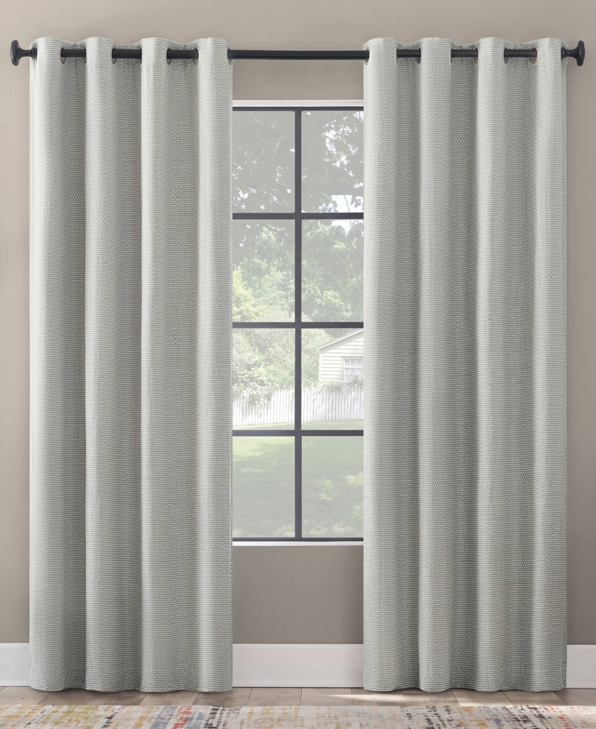 Scott Living Rafaela Woven Pattern Chenille 100% Blackout Grommet Curtain Panel, 50