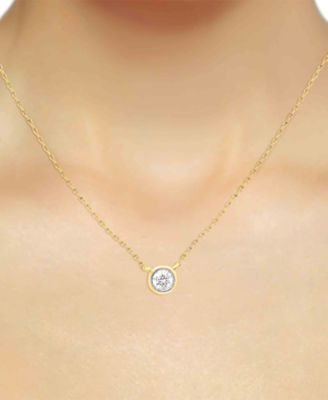 Lab-Created Diamond Bezel Soltiare 18 Pendant Necklace (1/5 ct. t.w.) in 14k Gold-Plated Sterling Silver