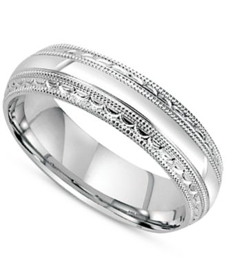 Macy's - Milgrain Edge Comfort Fit Wedding Band in 14k White Gold
