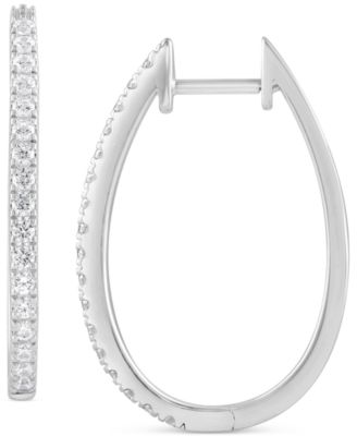 Lab-Created Diamond Medium Hoop Earrings (1/2 ct. t.w.) in Sterling Silver